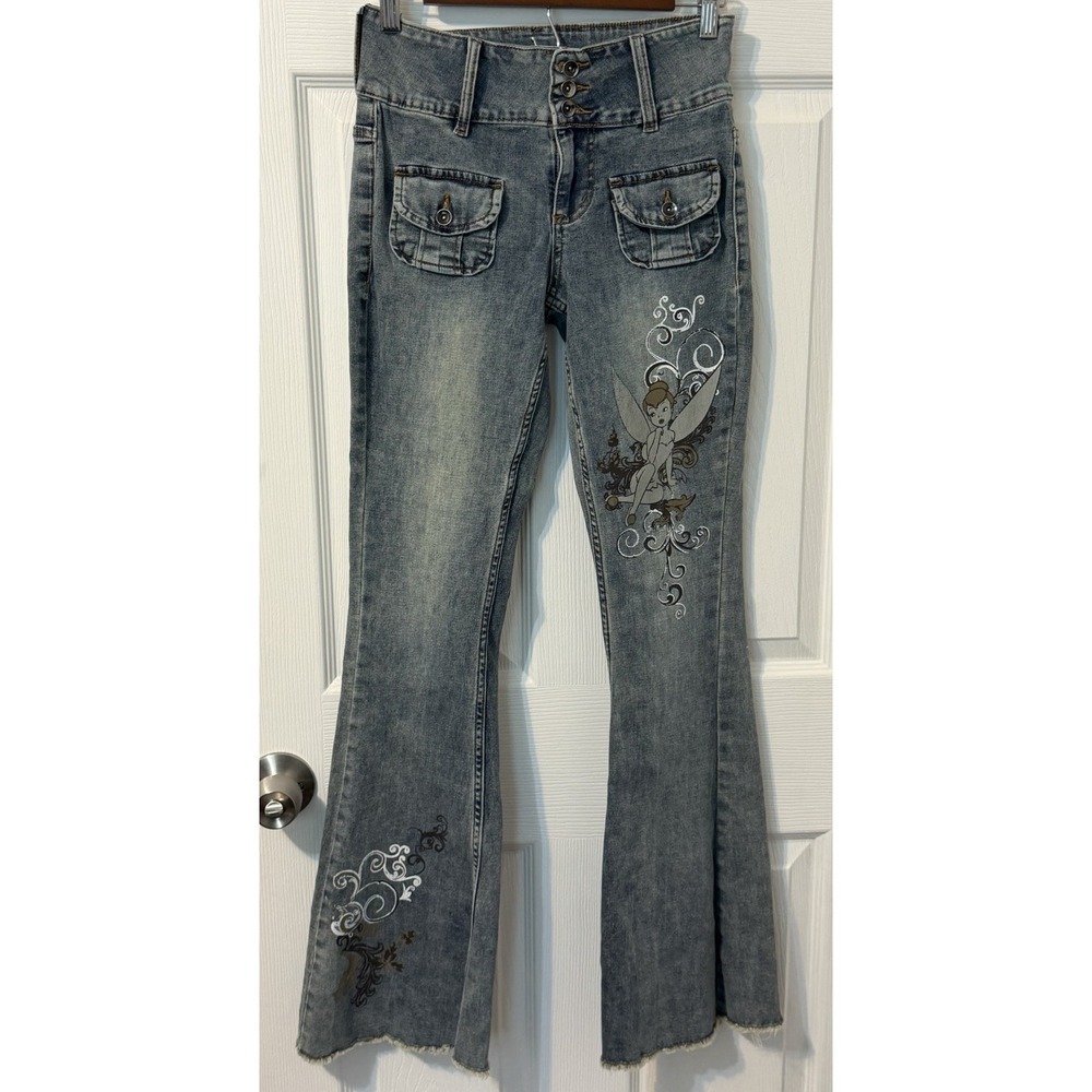 Hot Topic Disney Tinkerbell Jeans Y2K Vibe Low Rise Juniors Size 3